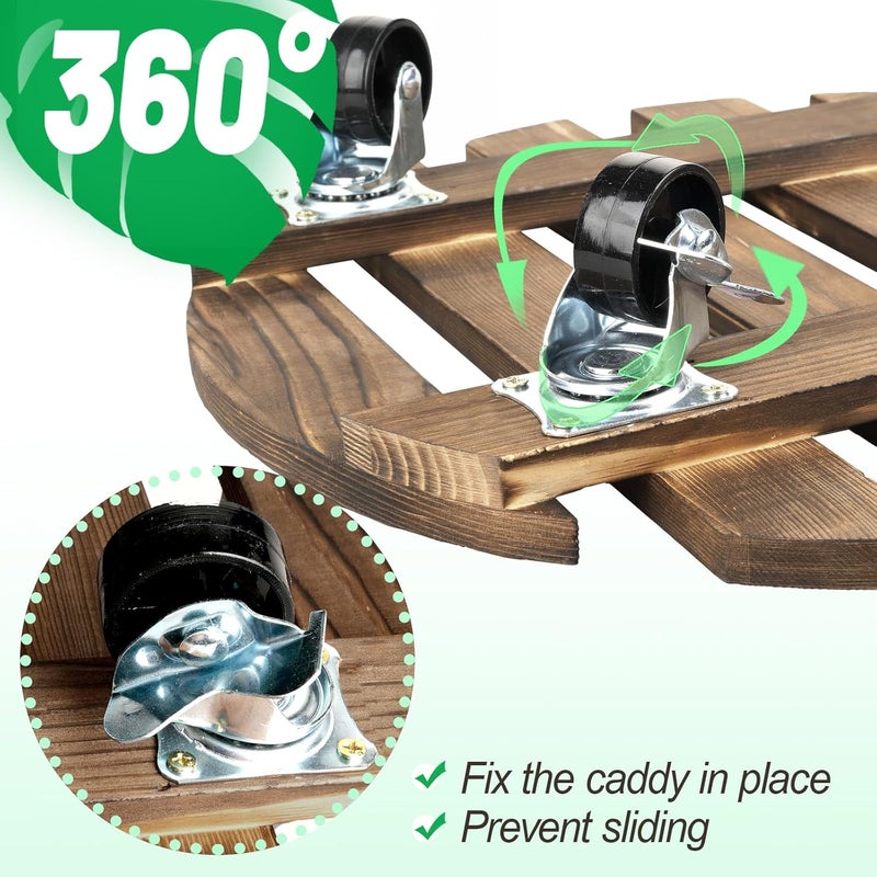 CuffUp 2 Pack Plant Stand with Wheels, Plant Caddies with 360° Lockable Smooth Sliding Wheels Durable Sturdy, Outdoor/Indoor Heavy Duty Rolling Plant Stand for Plant Pot,Flower Pot (Dark Brown 14") - Image 5